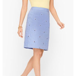 Talbots Gingham Cotton Canvas Skirt Size 16 Biscayne Multi Blue Pelican NWT